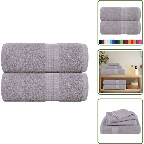 vidaXL Serviettes d'invité 2 pcs gris 30x50 cm 360 g/m² 100% coton (1/5)