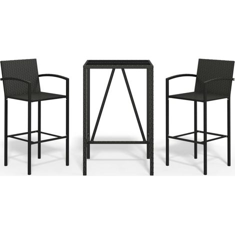Maison Exclusive - Set Bar da Giardino 3 pz Nero in Polyrattan (1/5)