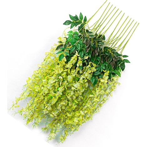 Künstliche Glyzinien-Dekoration mit 6 Blättern, Seidenblume, künstliche Zimmerpflanze, Glyzinien-Ornament für Zuhause, Grün (1/5)