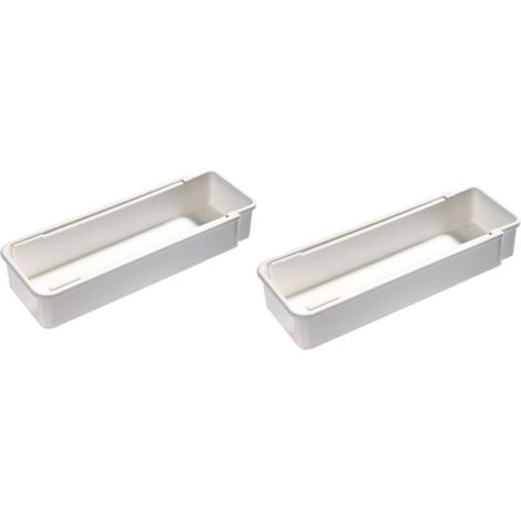 Lot de 2 Organisateur de Tiroir, Boite Rangement Tiroir Plastique pour Cuisine, Bureau, Organisateur Tiroir Extensible pour Couverts, Maquillage et Autres Petits Objets, Blanc (1/5)