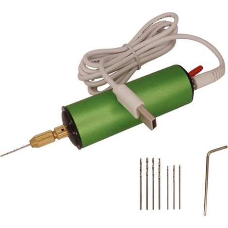 Mini perceuse électrique réglable de 0,8 à 1,2 mm avec 8 forets de 0,8 mm et 1,1 mm pour bijoux, produits en aluminium, porte-clés en bois, fabrication de moules en résine Vert (1/5)