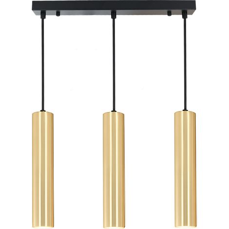 Lámpara colgante triple lineal tubos 30cm GU10 dorado (1/5)