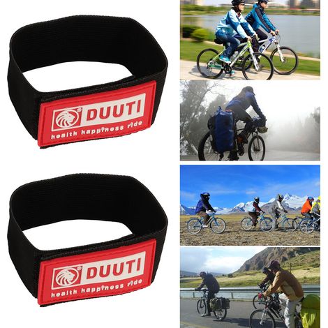 DUUTI Lot de 2 sangles élastiques de sécurité pour vélo, bandes de maintien pour les jambes, équipement de cyclisme (rouge) (1/5)