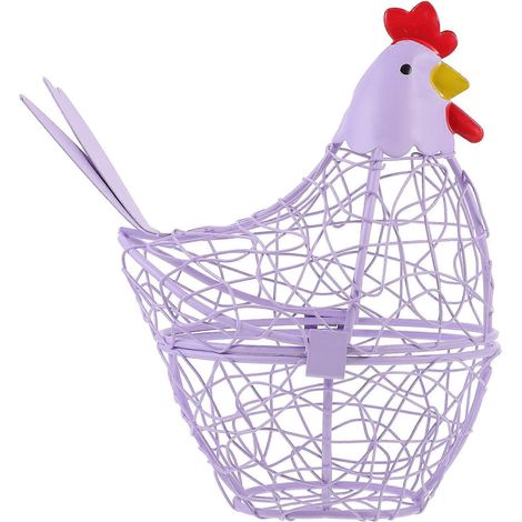 Panier à œufs en forme de poule, panier de rangement pour œufs, panier à œufs en fil de fer, panier de cuisine-18.00X15.00X10.00CM-Violet