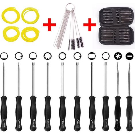 10er-Pack Vergaser-Einstellwerkzeug + Tragetasche + Reinigungsset + Kraftstoffschlauch für gängige 2-Takt-Motoren