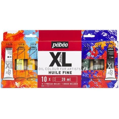 Huile - Studio - Set 10 x 20 ml - Couleurs intenses - Séchage rapide - Finition brillante-satinée