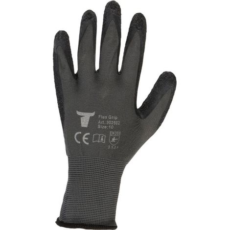 Gants de montage Flex Grip STIER avec revêtement en latex naturel, gris/noirs, taille 9 12 pièces