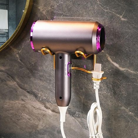 Sèche - cheveux muraux support sans perforation support mural en acier inoxydable - salon de coiffure de la cuisine et des toilettes (1/4)