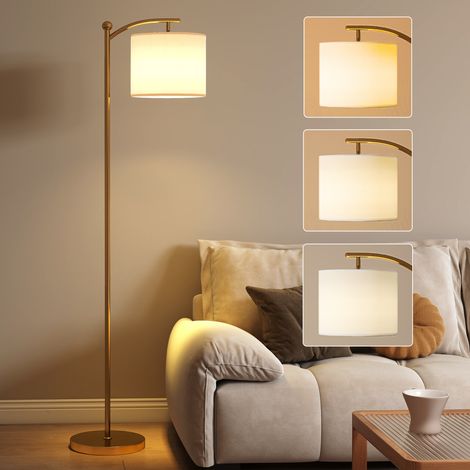 HOMCOM LED Floor Lamp with Dimmable Colours Temperature & Brightness, Gold (1/5)