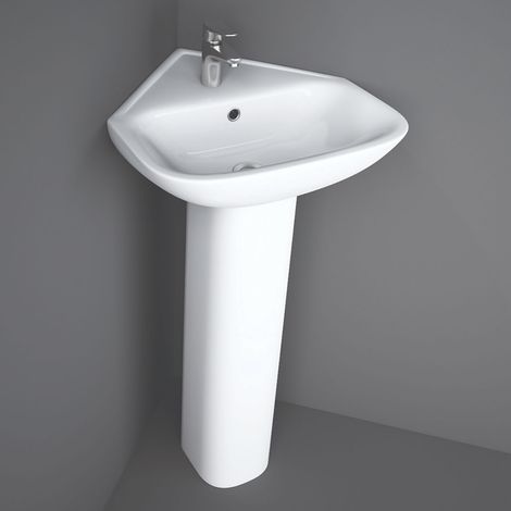RAK Origin 62 Corner Basin and Full Pedestal 450mm Wide - 1 Tap Hole (1/2)