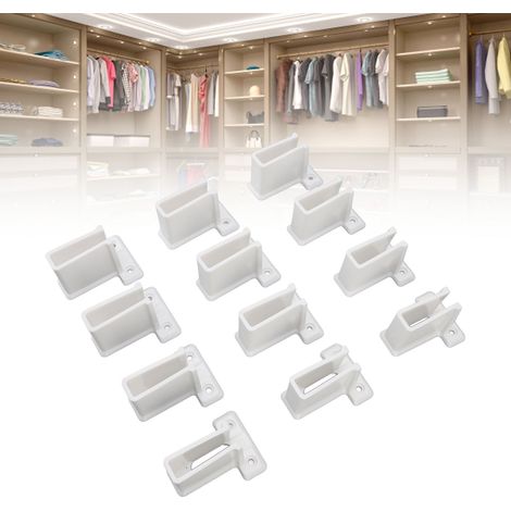 [Support de fin pour étagère métallique] - Support mural en plastique blanc robuste - 12 pièces avec ancres et vis pour système de rangement (1/5)