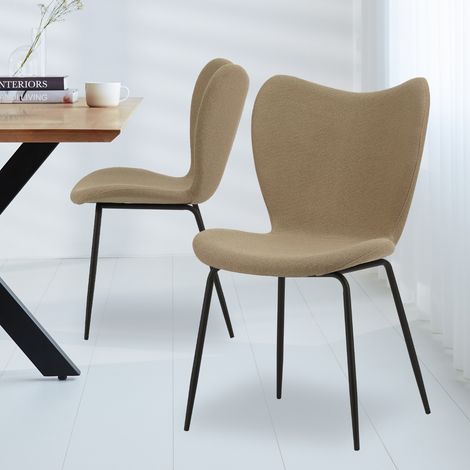 Chaise de salle à manger Taupe Bouclé Tissu Sia - Sans accoudoirs (1/5)