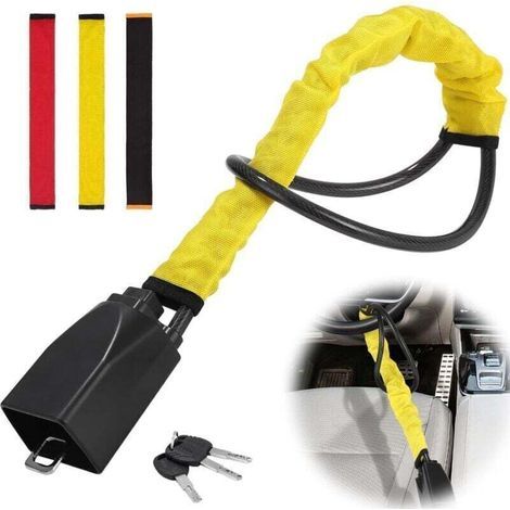 Verrou de volant antivol en acier inoxydable – Système de verrouillage double – 3 clés incluses – Compatible voitures, fourgonnettes, SUV (1/5)