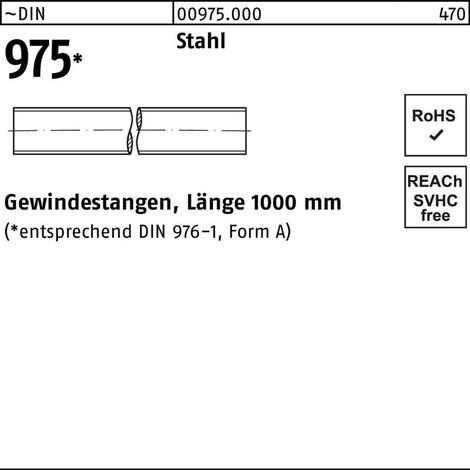 Gewindestange DIN 975 M52x 1000mm Stahl 1 Stück