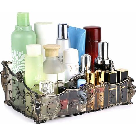 royaluxe - Organisateur de maquillage de bureau à 3 fentes Support de rangement pour cosmétiques Porte-papillon pour commode et salle de bain (Gris) (1/5)