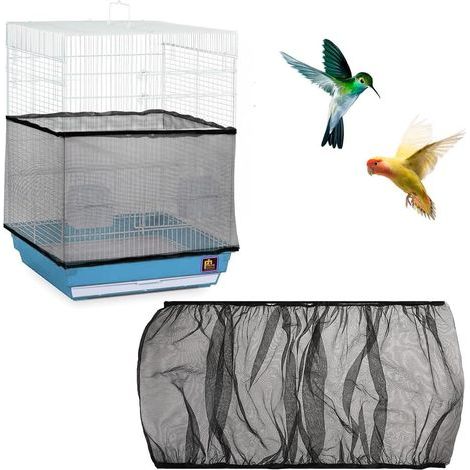 Réglable 112 150cm, noir M,1 Pièces Couverture de Cage à Oiseaux, Nylon en Filet de Protection pour Cage Oiseaux Lavable, Ventilé est Antipoussière, Housses Anti Graine pour Cages à Oiseaux