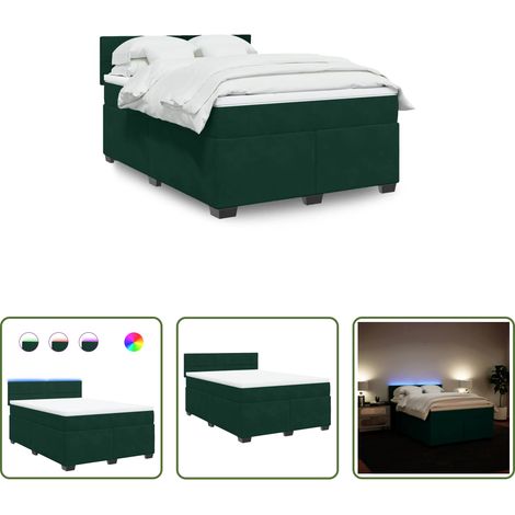 Matratze - Boxspringbett mit Matratze Dunkelgrün 160x200 cm Samt (1/5)