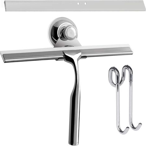 [NUNCA USADO]Limpiador de ducha de acero inoxidable, limpieza de ventanas, incluye gancho de pared (1/4)