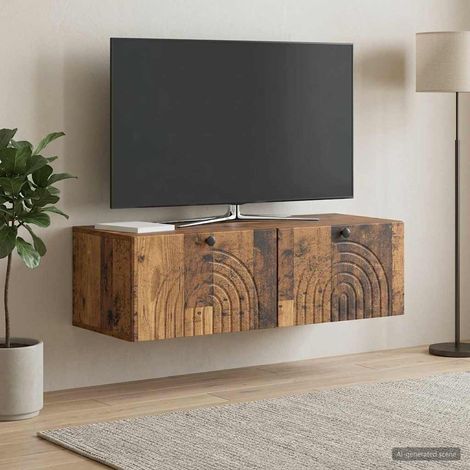 Wandmontierter TV-Schrank Altholz 99 x 41 x 30 cm Holzwerkstoff (1/5)