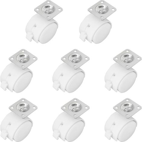 Set mit 8 Universal-Lenkrollen mit Bremsen – 360° drehbare Rollen für Wagen, Regale und mehr (weiß, 3,8 cm) (1/5)
