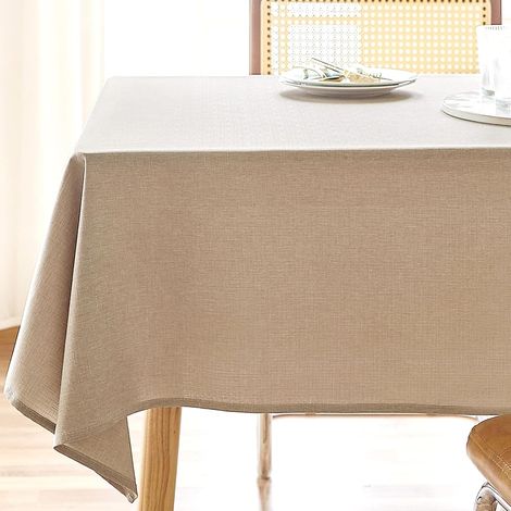 Nappe rectangulaire en polyester texturé 52 x 70 cm, imperméable, anti-taches, lavable, infroissable, idéale pour les repas d'anniversaire ou de style champêtre. (1/5)
