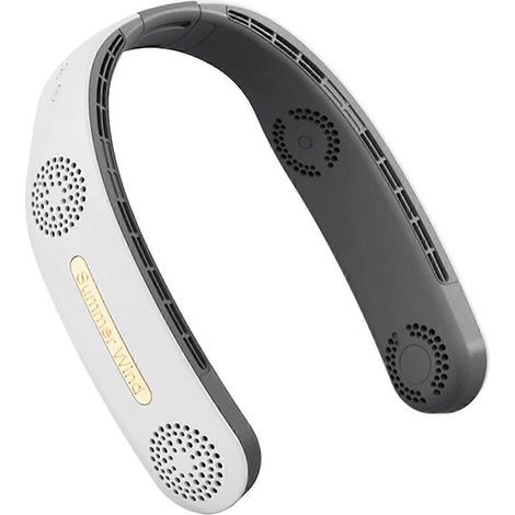 Mini ventilateur de cou sans pales, suspendu, à trois flux d'air, rechargeable, pour les sports de plein air, portable, silencieux et rafraîchissant, 4000 mAh, blanc-AquaForge (1/2)