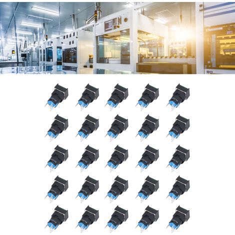 BERM/BEM-LA16-11DS-F Miniatur-Drucktaster, sofort reagierend, selbstverriegelnd, quadratisch mit Kontrollleuchte, 16 mm, 12 V, 25er-Packung, grün (1/5)