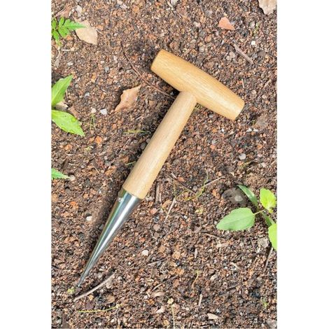 Outil de jardinage manuel, semoir à manche en bois - Distributeur de graines en acier (1/5)
