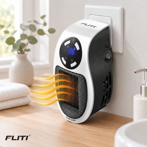 FLITI TFC 1 E 500W ceramic fan heater, 12-hour programmable wall-mounted auxiliary heater for a 10m² room