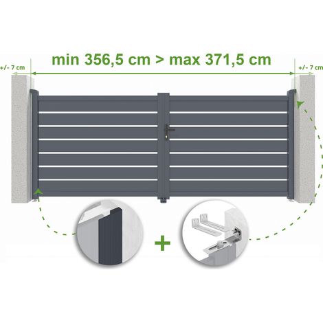 Puerta batiente regulable ancho VOGEL 3,5m Alt.140cm aluminio Gris antracita
