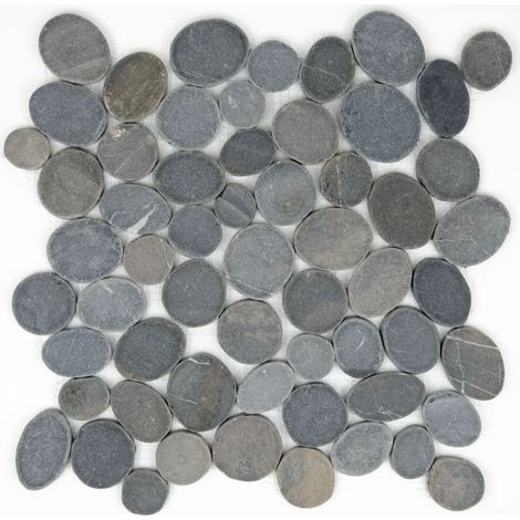 MOSAIQUE GALET SCIE GRIS 1 PLAQUE 30 x 30 CM CASA LINEA