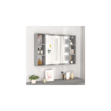 Armoire à miroir avec LED Sonoma gris 76x15x55 (1/5)