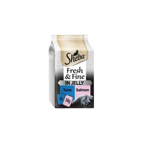 Sheba Fresh & Fine Wet Cat Food Pouches Tuna & Salmon in Jel - 748303