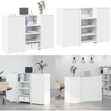 vidaXL Bureau de réception blanc 155x50x103,5 cm bois d'ingénierie (1/5)