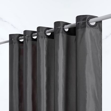 Furlinic Rideau de Douche Tissu Anti Moisissure en Polester Lavable Gris Foncé Rideaux de Douche à Oeillets Imperméable pour Baignoire la Salle de Bain Long 200x203cm