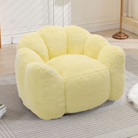 Divano compatto a forma di loto per adulto, leggero e confortevole, uso interno, tessuto peluche - giallo (1/5)