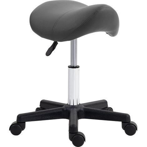 Taburete ajustable tipo silla de montar, piel sintética negra, capacidad de 120 kg