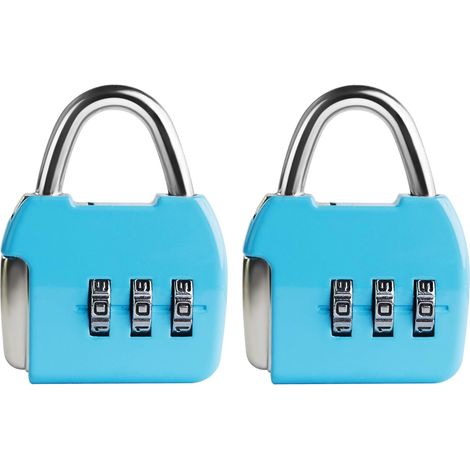 Llave de combinación de 3 dígitos, equipaje de viaje, estuche en miniatura, bolso de mano, correa para mochila (azul, paquete de 2 piezas) (1/5)
