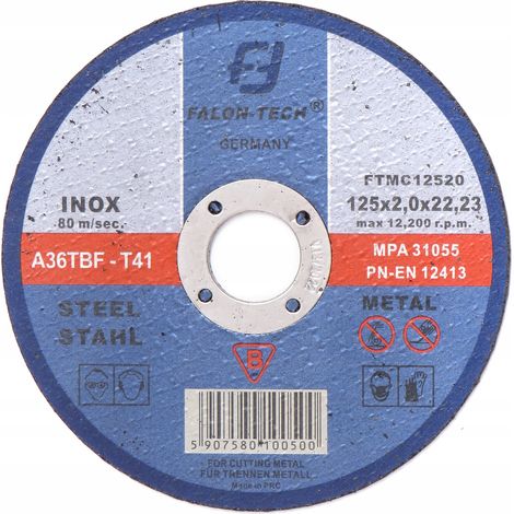 DISCO INOX 125X2mm PARA CORTE DE METAL ACERO HIERRO FUNDIDO ALAMBRE INOX 125MM 2MM (1/2)