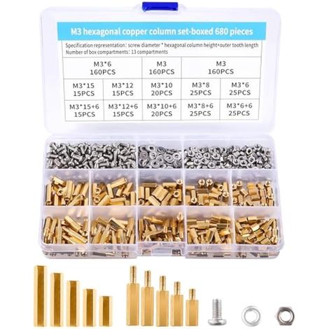 680 Pcs M3 Laiton Hex Colonne Entretoise Entretoise Écrou (1/5)