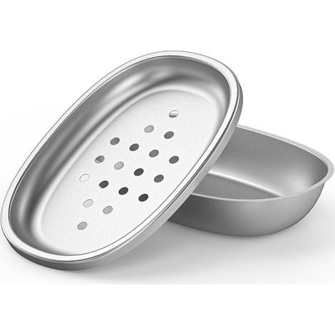 Doppelte Seifenschale aus Metall – Seifenhalter aus Edelstahl mit Abtropffläche – Geeignet für Dusche oder Küchenspüle – Sehr zuverlässig und langlebig (1/5)