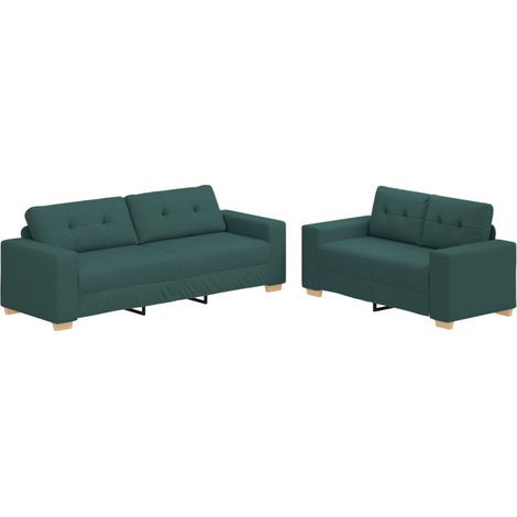 Sofa 2 pcs Grün Leinenmischgewebe vidaXL (1/5)