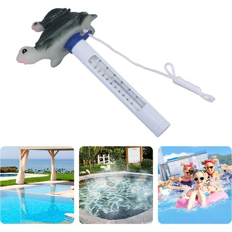 Termómetro flotante e impermeable para piscina con forma de tortuga, fácil de leer, con correa de transporte, material: plástico y petróleo, tamaño: 21 cm, color: tortuga (1/5)