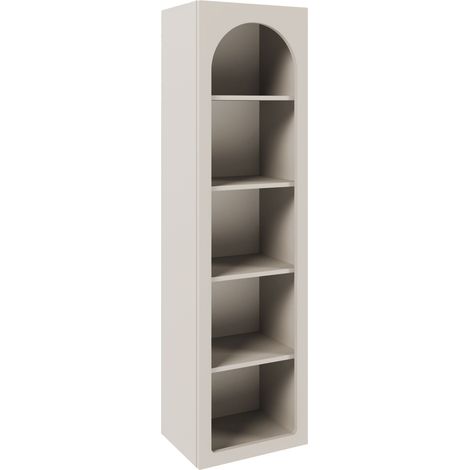 Selsey – Étagère autoportante 180x50x33 cm – 5 compartiments ouverts – Découpe arquée – Finition gris cachemire – Panneau de particules laminé