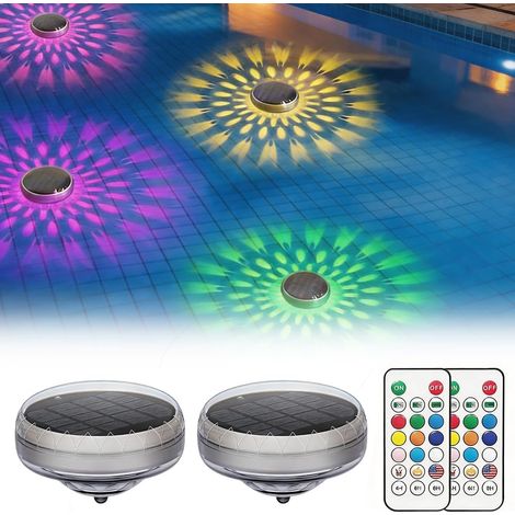 Lot de 2 lampes solaires flottantes pour piscine (hors-sol) avec télécommande – Éclairage LED avec 9 couleurs et 3 modes (1/5)