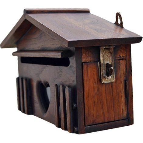 Boîte aux lettres rustique européenne en bois verrouillable (1/5)