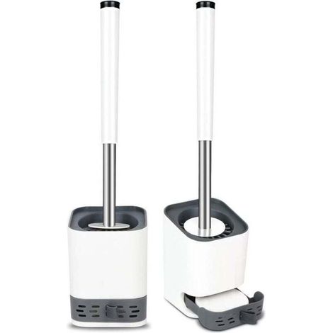 Set mit 2 Silikon-Toilettenbürsten für Badezimmer, Gäste-WC, zur Wandmontage und als Standgerät