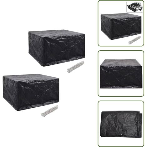 Fundas impermeables - vidaXL Fundas muebles de jardín 2 uds 6 pers 8 ojales ratán 172x113cm - Fundas UV