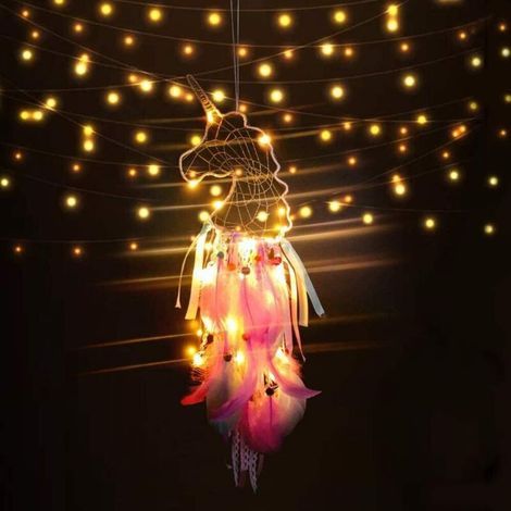 Einhorn-Traumfängerlampe, Feder-Traumfänger, Dekoration fürs Mädchenzimmer (1/5)