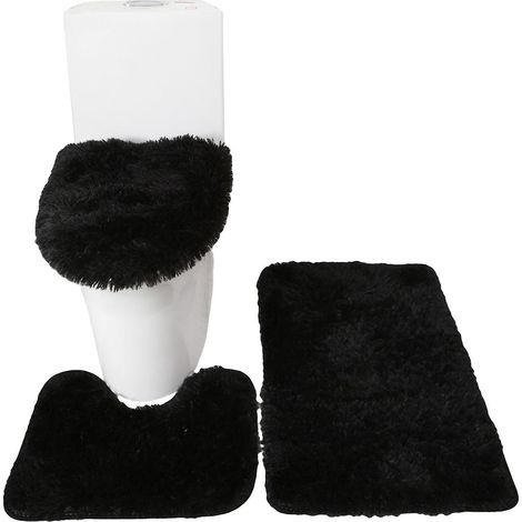 3-teiliges Set: Badematte, WC-Deckelbezug, U-förmiger Teppich, rutschfester, weicher Bodenteppich, wasserabsorbierende, robuste Fußmatte B